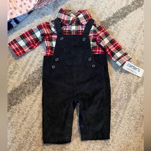 Carters Flannel Shirt/Corduroy Overalls NWT size 3M